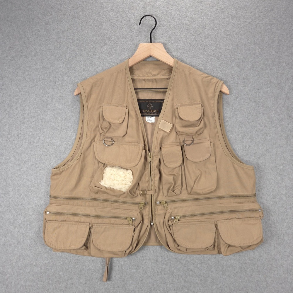 Canvasback Mens Size Medium Beige Khaki Yellowstone Fishing Vest Gorpcore